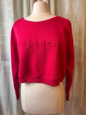 Balance Cropped Pink Sweatshirt Raised Logo NWOT Size L